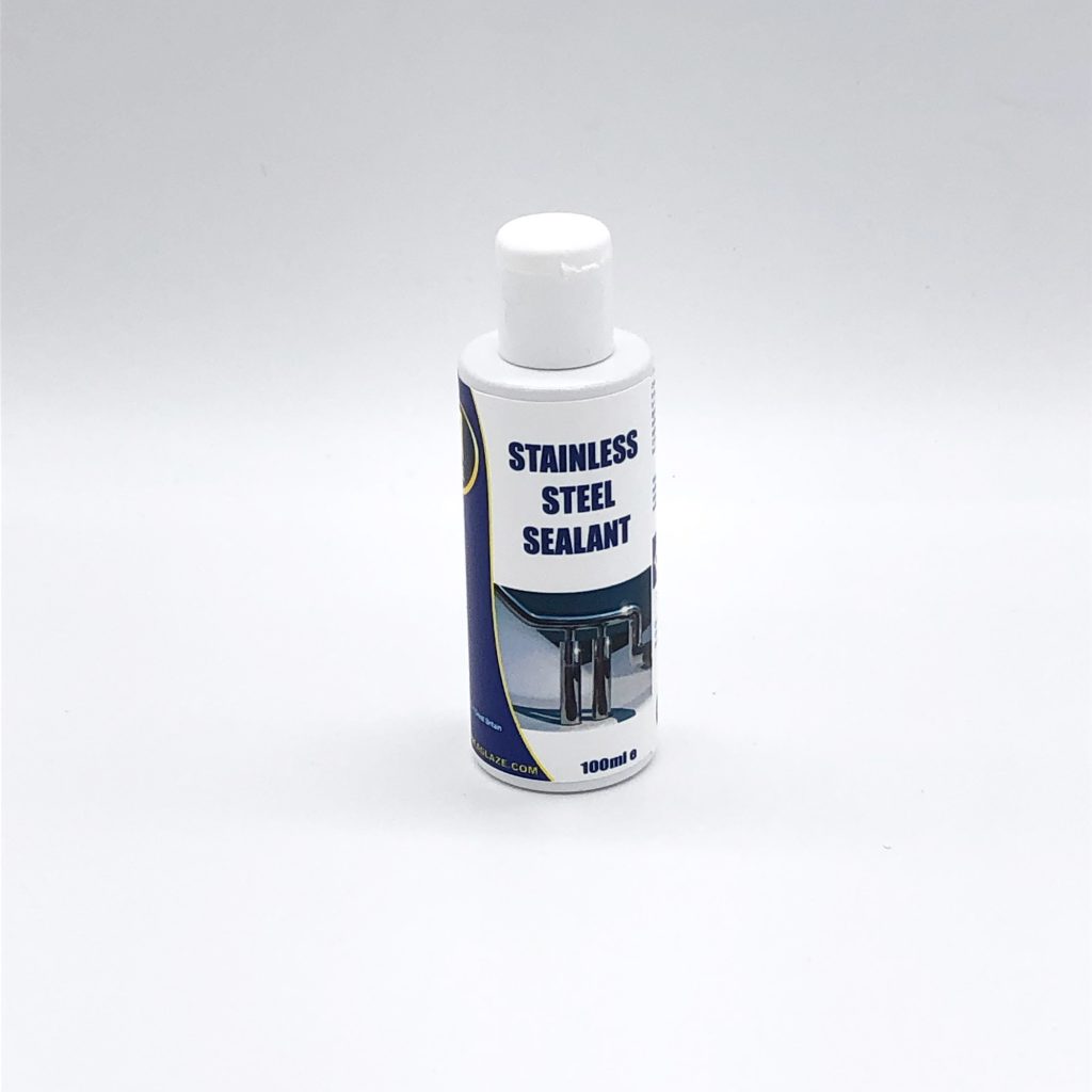 Stainless-Steel Sealant will seal all railings, stainless staircases, cleats and interior stainless steel. Simply wipe on and buff off any excess.